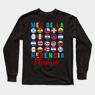 Mes de la Herencia Hispana National Latino Countries Flag Long Sleeve T-Shirt